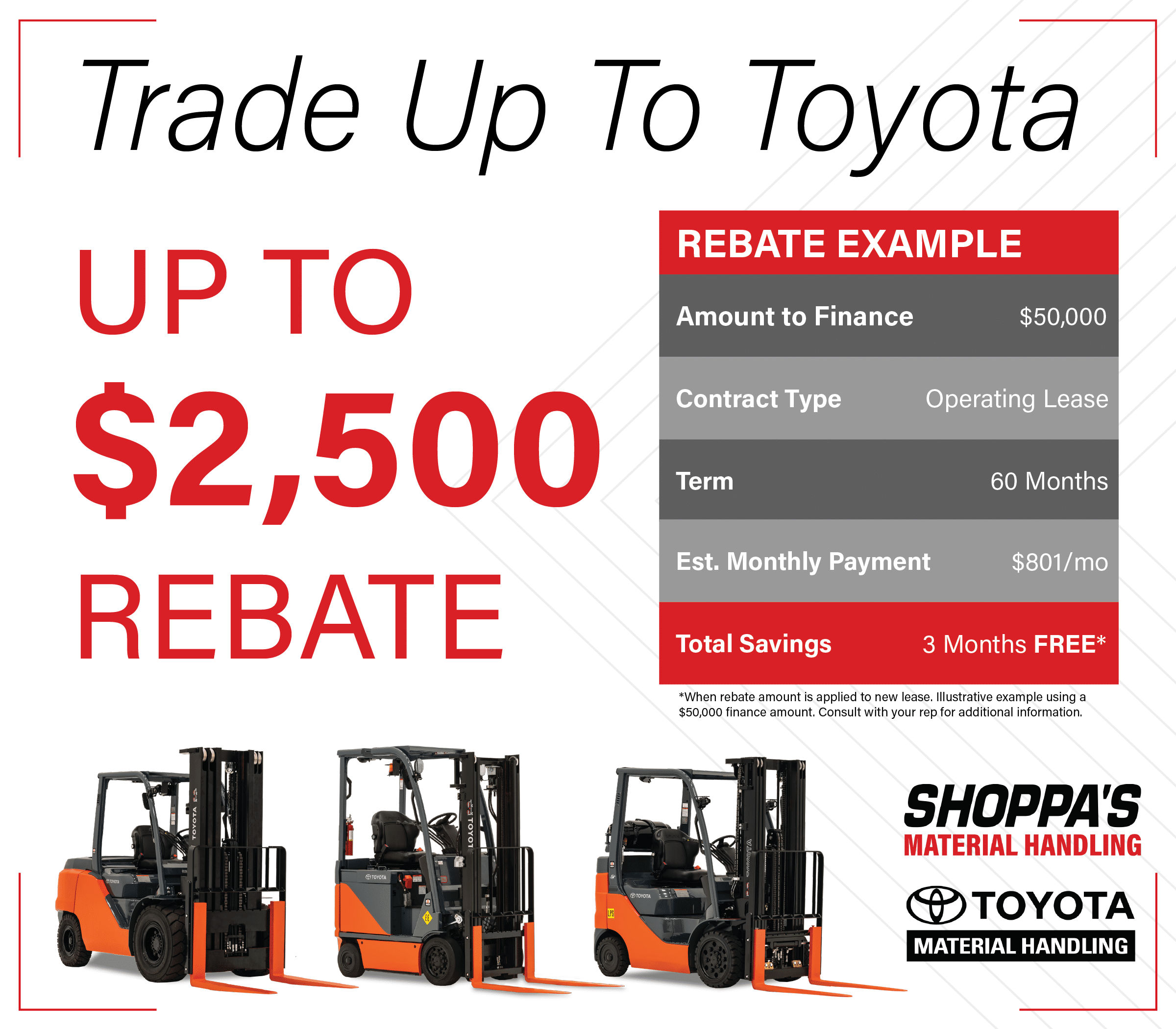 Trade Up to Toyota Graphic | Shoppa's Material Handling